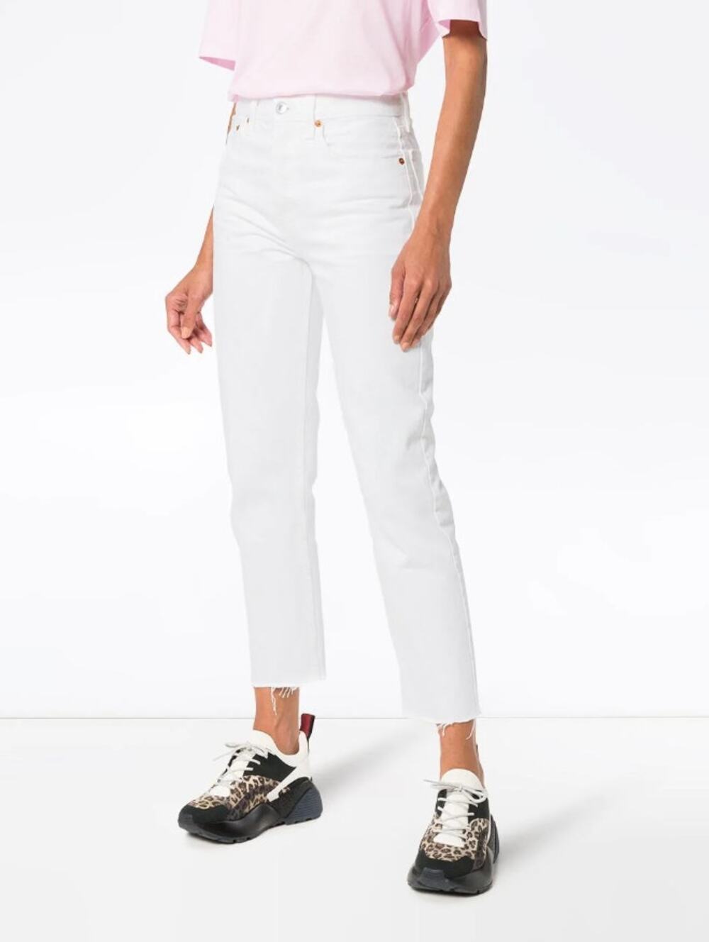 RE/DONE Women's 70's Stove Pipe Jeans Size 26 US 2 White Straight Leg NWT